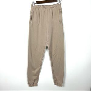 Joah Brown Cotton Jogger SweatPants Size Small / Medium Beige Tan Flaws